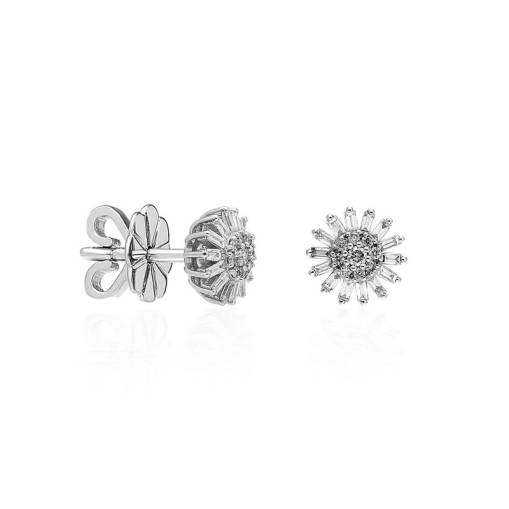 0.37ct Pırlanta Papatya Baget Küpe-14k - 1