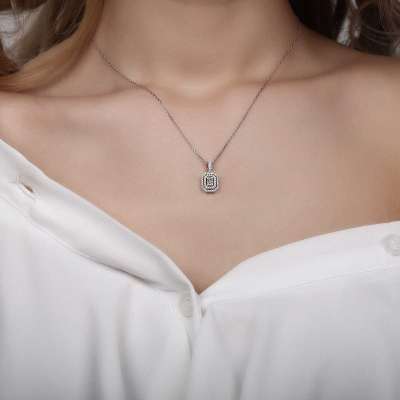 0.38ct Pırlanta Baget Kolye - 2