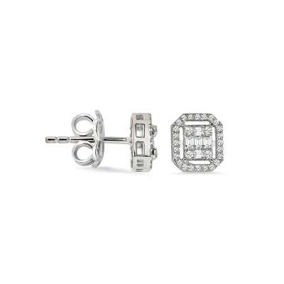Baget Taşlı Pırlanta Küpe-14k 40-50 - 1