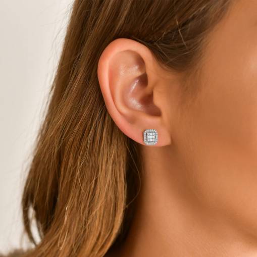 Baget Taşlı Pırlanta Küpe-14k 40-50 - 2