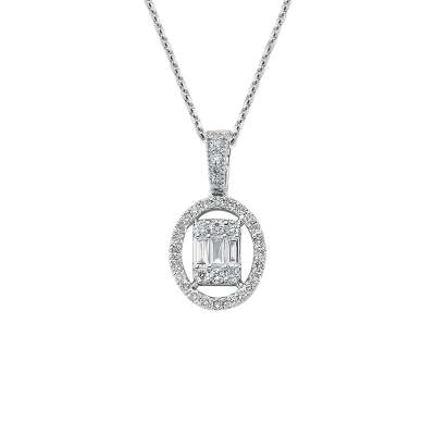 0.39ct Pırlanta Baget Kolye - ENGİNGOLD STR