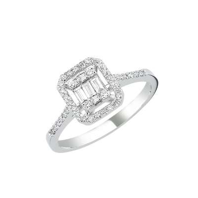 0,39ct Pırlanta Baget Yüzük - ENGİNGOLD MDL