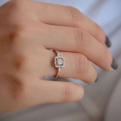 0.39ct Prenses Kesim Pırlanta Yüzük - 2