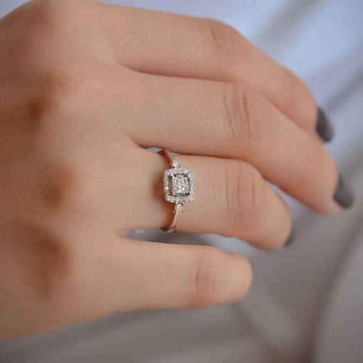 0.39ct Prenses Kesim Pırlanta Yüzük - 2