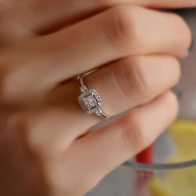 0.39ct Prenses Kesim Pırlanta Yüzük - 3