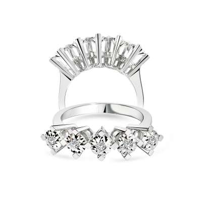 0.40ct Efectli 1ct Görünümlü Pırlanta Beştaş Yüzük - 1