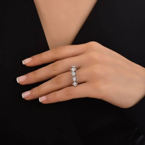0.40ct Efectli 1ct Görünümlü Pırlanta Beştaş Yüzük - 2