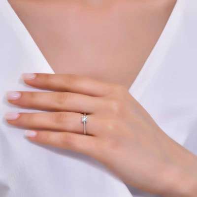 0.40ct Hrd Pırlanta Tektaş Yüzük-14k - 2