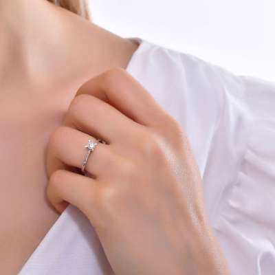 0,41Ct Karat Pırlanta Tektaş Yüzük - Badem - 3