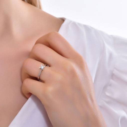 0,41Ct Karat Pırlanta Tektaş Yüzük - Badem - 3