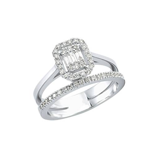 0.42ct Pırlanta Baget Taşlı Twin Yüzük - 1
