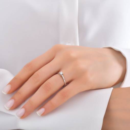 0,42Ct Pırlanta Tektaş Yüzük-14K - 2