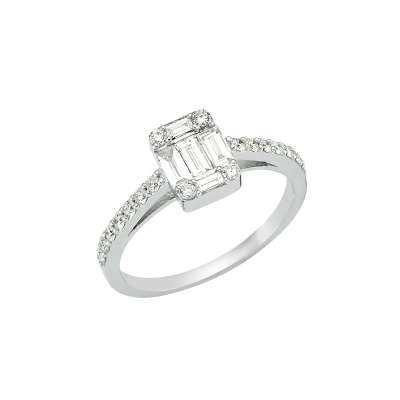 0.43ct Pırlanta Baget Yüzük - ENGİNGOLD
