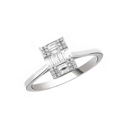 0,45ct Pırlanta Baget Yüzük - ENGİNGOLD MDL
