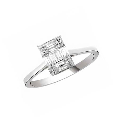 0,45ct Pırlanta Baget Yüzük - 1