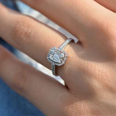0.45ct Pırlanta Baget Yüzük - 2
