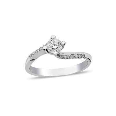 0.45ct Pırlanta Kolları Taşlı Tektaş Yüzük - ENGİNGOLD