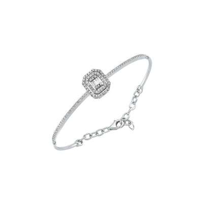 0.46ct Pırlanta Baget Taşlı Kelepçe Bileklik - ENGİNGOLD STR