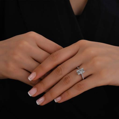 0.48ct Pırlanta Baget Yüzük - 4