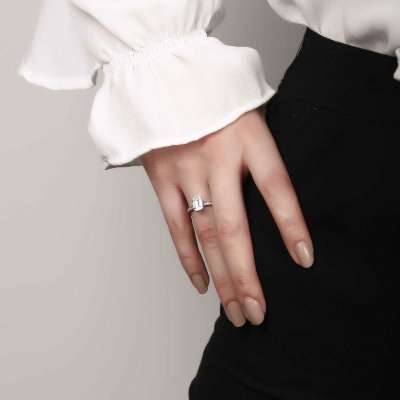 0.48ct Pırlanta Baget Yüzük - 2