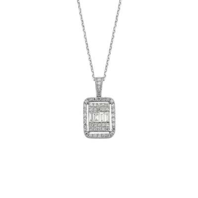 0.49ct Pırlanta Baget Kolye - 1