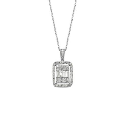 0.49ct Pırlanta Baget Kolye - 1
