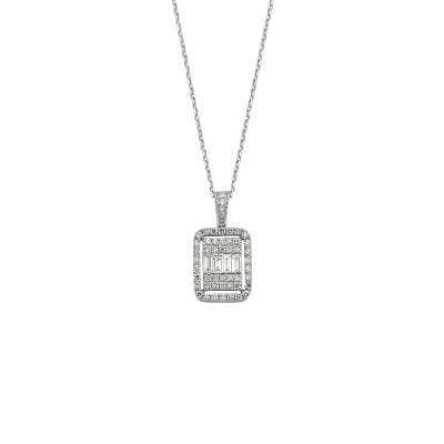 0.49ct Pırlanta Baget Kolye - 2