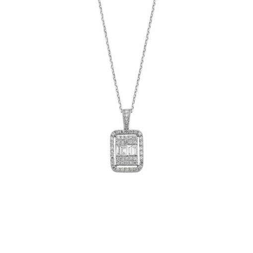 0.49ct Pırlanta Baget Kolye - 2