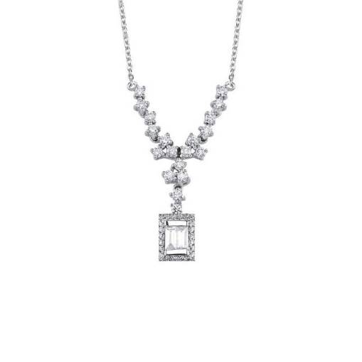 0.50ct Pırlanta Baget Kolye - 1