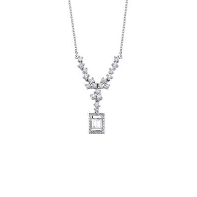 0.50ct Pırlanta Baget Kolye - 2