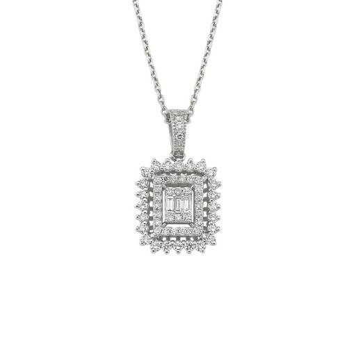 0.50ct Pırlanta Baget Kolye - 1
