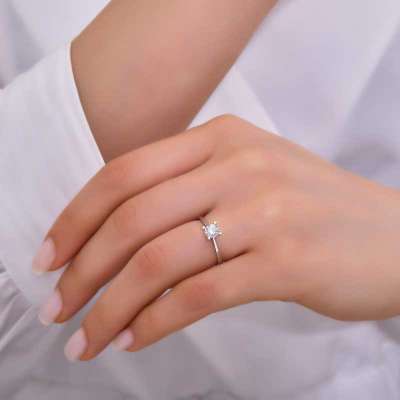 0.50ct Pırlanta Damla Tırnak Tektaş Yüzük - 2