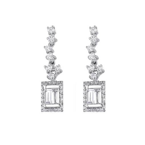 0.58ct Pırlanta Baget Küpe - 1