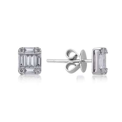 0.60ct Pırlanta Baget Küpe - ENGİNGOLD