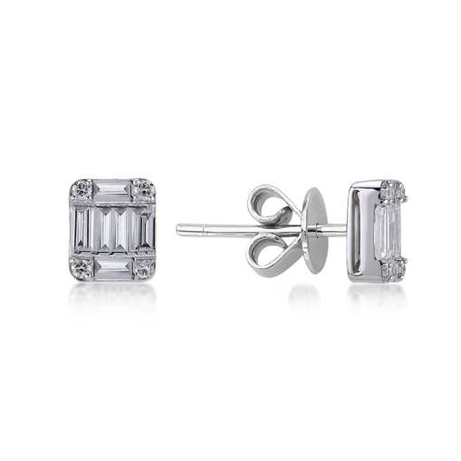 0.60ct Pırlanta Baget Küpe - 1