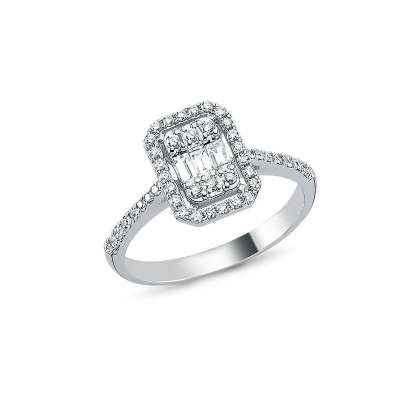 Pırlanta Baget Taşlı Yüzük 50-60 - ENGİNGOLD