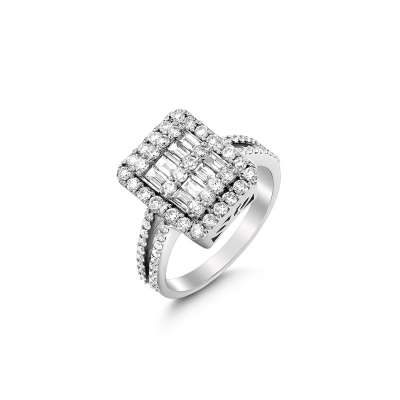 0.62 ct Pırlanta Baget Yüzük - ENGİNGOLD STR