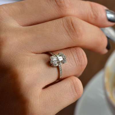 0.62ct Baget Taşlı Pırlanta Yüzük - 2