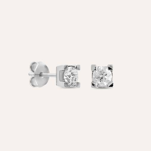 0.62ct Tektaş Pırlanta Küpe-14k - 1