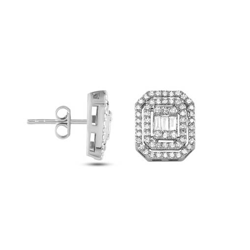 0.63ct Pırlanta Baget Küpe - 1
