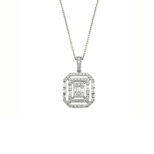 0.65ct Pırlanta Baget Kolye - 1