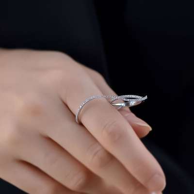 0.67 Ct Pırlanta Çift Parmak Yüzük - 3