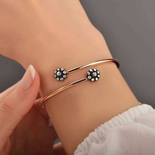 0.68ct Elmas Gül Model Kelepçe Bilezik - 1