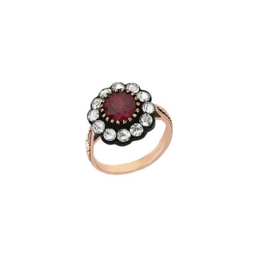 0.70ct Elmas Gül Model Yakut Yüzük - 1