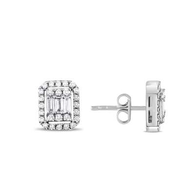 0.72ct Pırlanta Baget Küpe - 1
