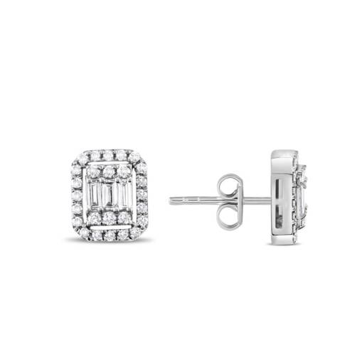 0.72ct Pırlanta Baget Küpe - 1