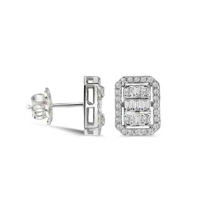 0,77ct Pırlanta Baget Küpe - 1