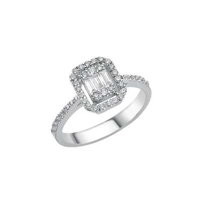 0.77ct Pırlanta Baget Yüzük - ENGİNGOLD STR