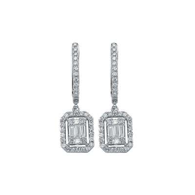 0.78ct Pırlanta Baget Küpe - 1