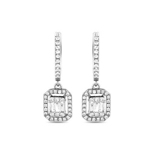 0.80ct Pırlanta Baget Küpe - 1